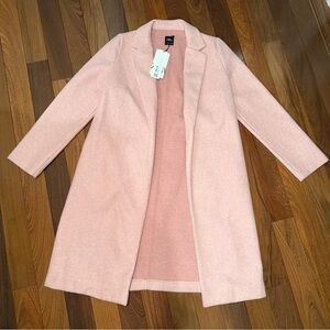 Zara Blush Pink Open-Front Wool Blend Coat Size M